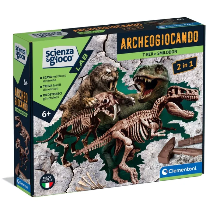Archeogiocando - T-rex e Smilodon 2in1^Clementoni Sale