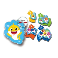 Baby Shark - 1x3 + 1x6 + 1x9 + 1x12 pezzi^Clementoni New