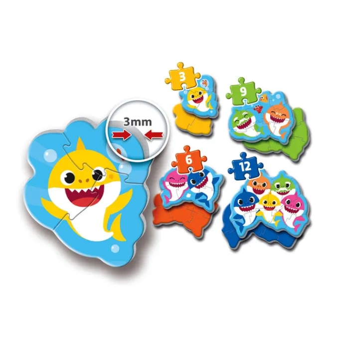 Baby Shark - 1x3 + 1x6 + 1x9 + 1x12 pezzi^Clementoni New