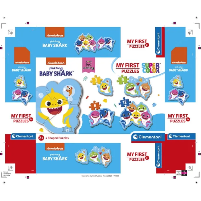 Baby Shark - 1x3 + 1x6 + 1x9 + 1x12 pezzi^Clementoni New