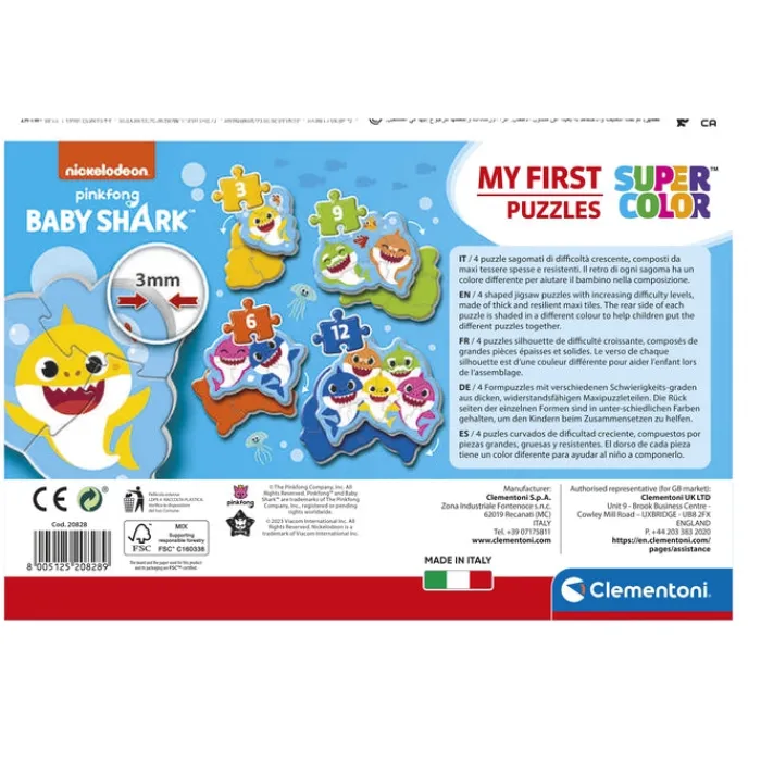 Baby Shark - 1x3 + 1x6 + 1x9 + 1x12 pezzi^Clementoni New