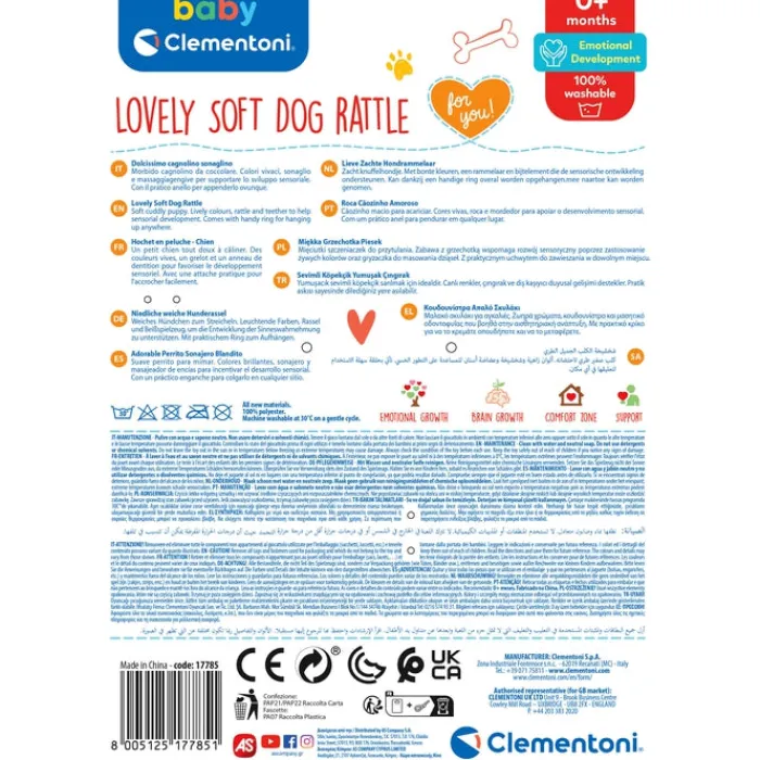 Lovely Soft Dog Rattle^Clementoni New